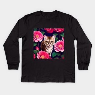 Slender loris and floral Kids Long Sleeve T-Shirt